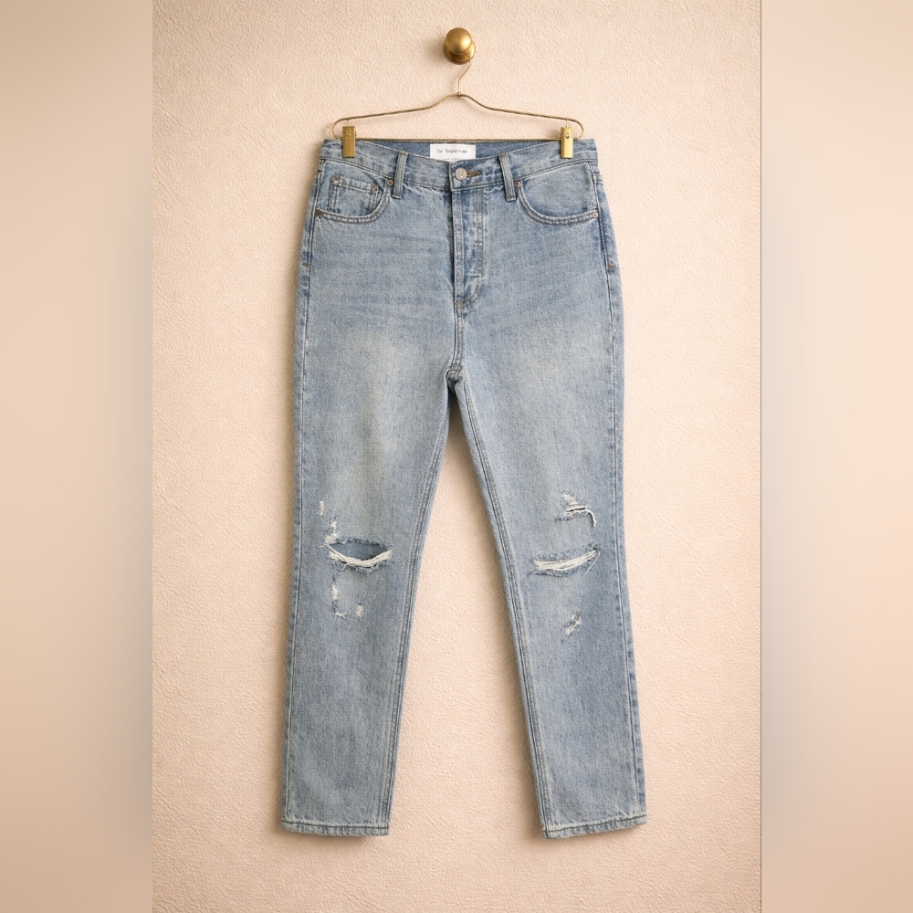 By Together Light Blue Distressed Straight Leg Jeans